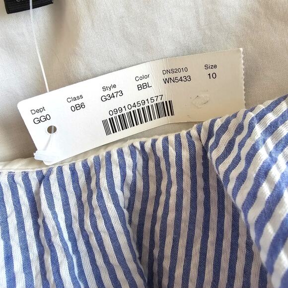 J. Crew One Shoulder Ruffle Seersucker Dress in blue size 10 NWT - Picture 13 of 15